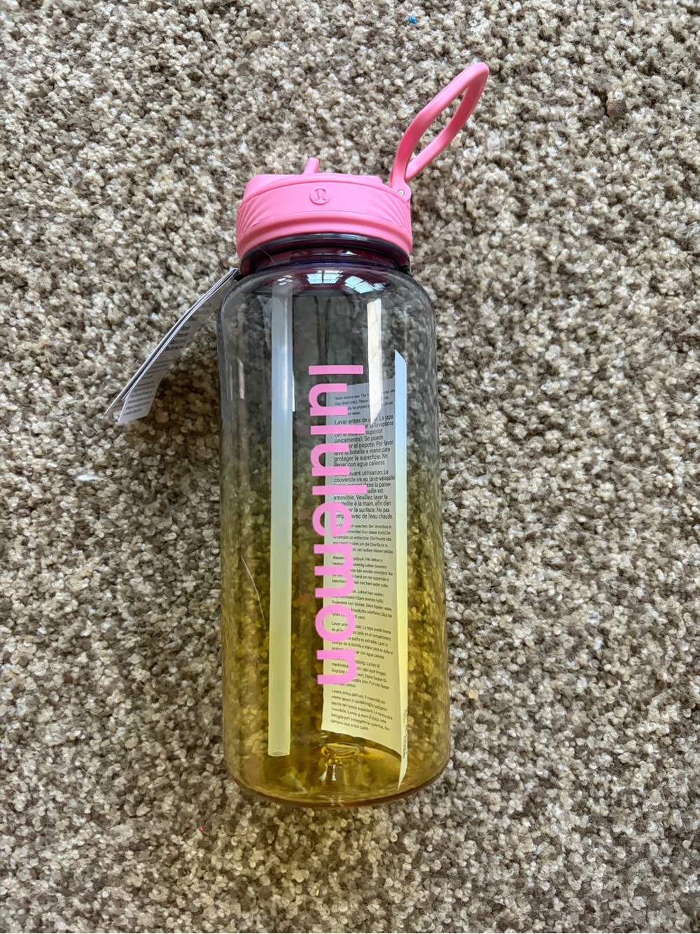 lululemon athletica Pink and Yellow Gradient Water Bottle